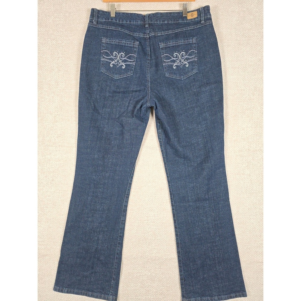 BANDOLINOBLU Womens Blue Denim Bootcut Jeans Size‎ 16 Embellished Pockets